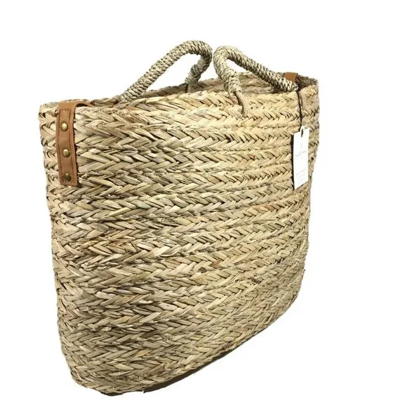 Hearth & Hand With Magnolia Natural Grass Woven Tote Bag 14 X 20” - Picture 7 of 12